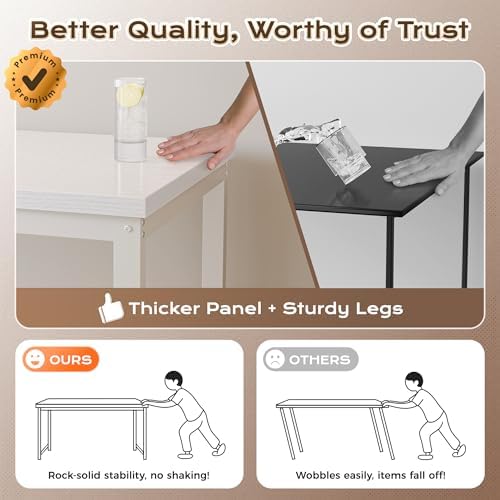 Huuger 48 x 24 inch Desk with Power Outlets & 0.95 Inch Thicker Desktop