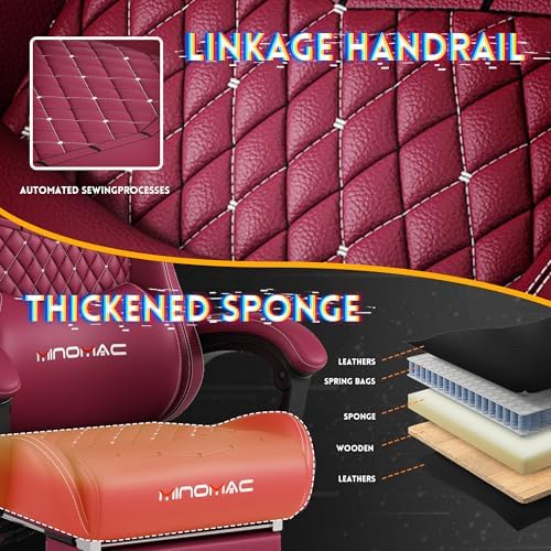 Gaming Chair,Big and Tall Gaming Chair 400lbs Office Chair with Footrest, 90-155° Recline & Removable Headrest Lumbar Support[Spring + 4D Sponge] (RED)
