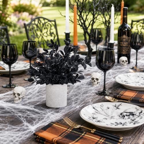 Der Rose 3 Pack Black Eucalyptus Fake Plantsfor Halloween Bathroom Decor