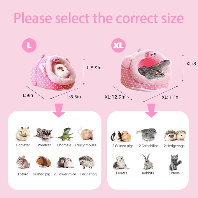 EAEDMY Guinea Pig Bed House & Hideout for Rat Bearded Dragon Hedgehog Ferret to Sleep and Hide, Guinea Pig Cage Accessories Habitat Décor (Large, 3.Pig)