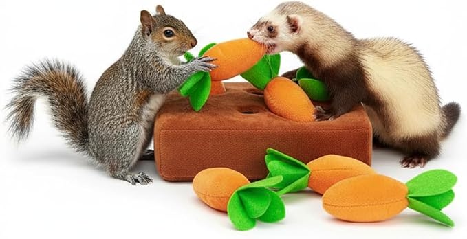 Ferret Foraging Toys Novelty Carrot Snuffle Mat Interactive Pet Treat Enrichment Toys for Small Animals Bunny Rabbit Chinchilla Guinea Pig Hamster (6Carrot)