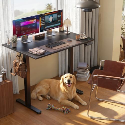 Claiks Electric Height Adjustable Standing Desk, 55x24 Inch, Black