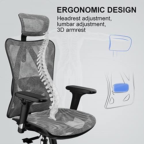 SIHOO M57 Ergonomic Office Chair, Mesh Back Desk Chair with 3D Armrests