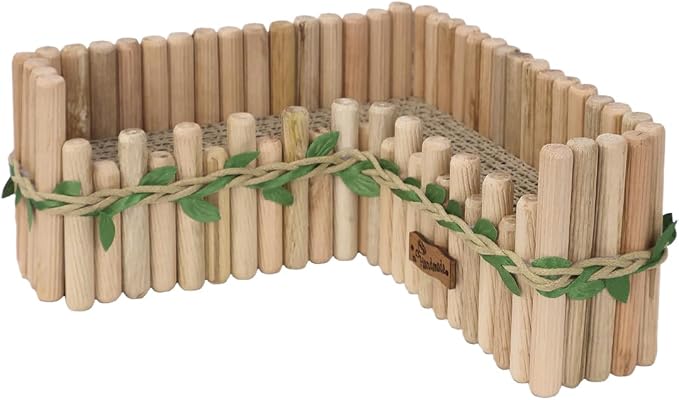 Hamster Cage Sprays Flower Foraging Holder - Natural Wood Feeding Stand, Small Pet Habitat Accessories for Hamsters Mouse Guinea Pig Dwarf Gerbils Syrian Mice (Leaf - L Shape)