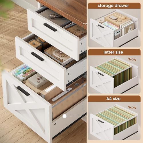 SEDETA 67" Farmhouse Executive L Shaped Desk with 3 Drawers