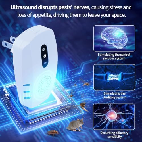 2026 Cvtayn Upgraded Ultrasonic Pest Repellent Indoor Repeller, Mouse Traps, Repellent Roach, Mouse, Bugs, Mosquito, Mice, Spider, Ant, Rodent Repellent Ultrasonic Plug in, 3 Mode Switching，5 Pack