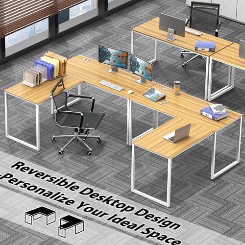 SHW Mission 55 x 60 L-Shape Home Office Computer Desk, Oak