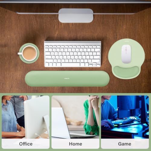 MOSISO Wrist Rest Support for Mouse Pad&Keyboard Set, Laurel Green