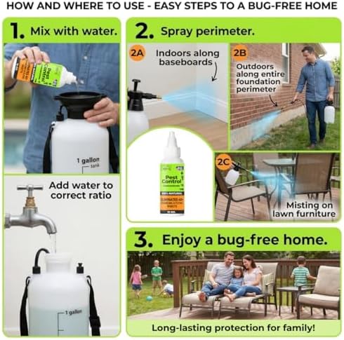 Nature's Dome Pest Control Concentrate 12 Oz | One Bottle Makes 1 Gallon of Ant & Bug Spray | Indoor & Outdoor Ant Spray for Home, Yard & Patio | Kills Fleas, Ticks, Ants & Mosquitos | Plant-Based