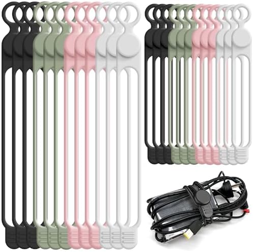 24Pcs Silicone Cable Ties, Cord Organizer Cable Management-2Sizes