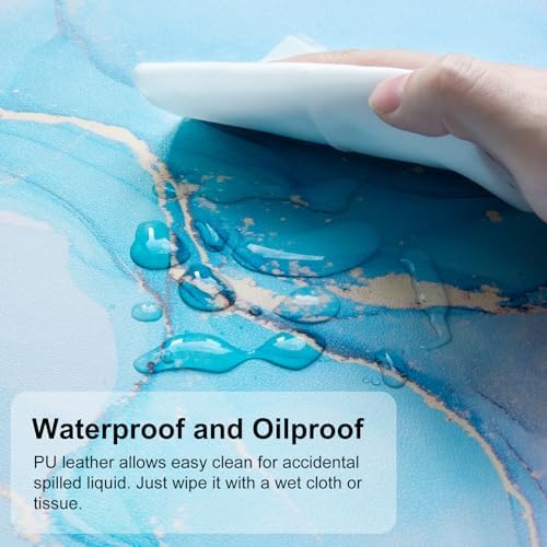 QiyI PU Leather Large Mouse Pad, 31.5" x 11.8", Blue Pink Fluid