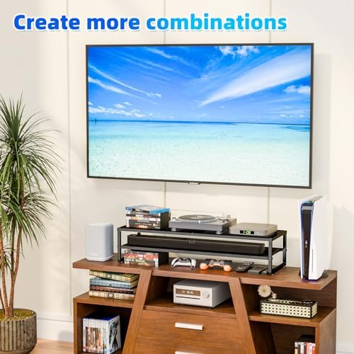 Simple Trending 2-Tier Dual Monitor Stand with Mouse Pad, Metal, Black