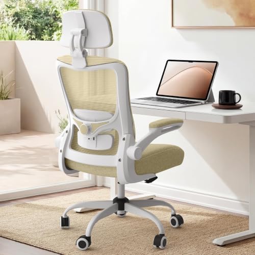 Ergonomic Office Chair for Long Hours, Adjustable Padded Lumbar Support for Lower Back Relief, 330 lb Capacity, Comfortable Computer Desk Chair for Home Office, Work & Study