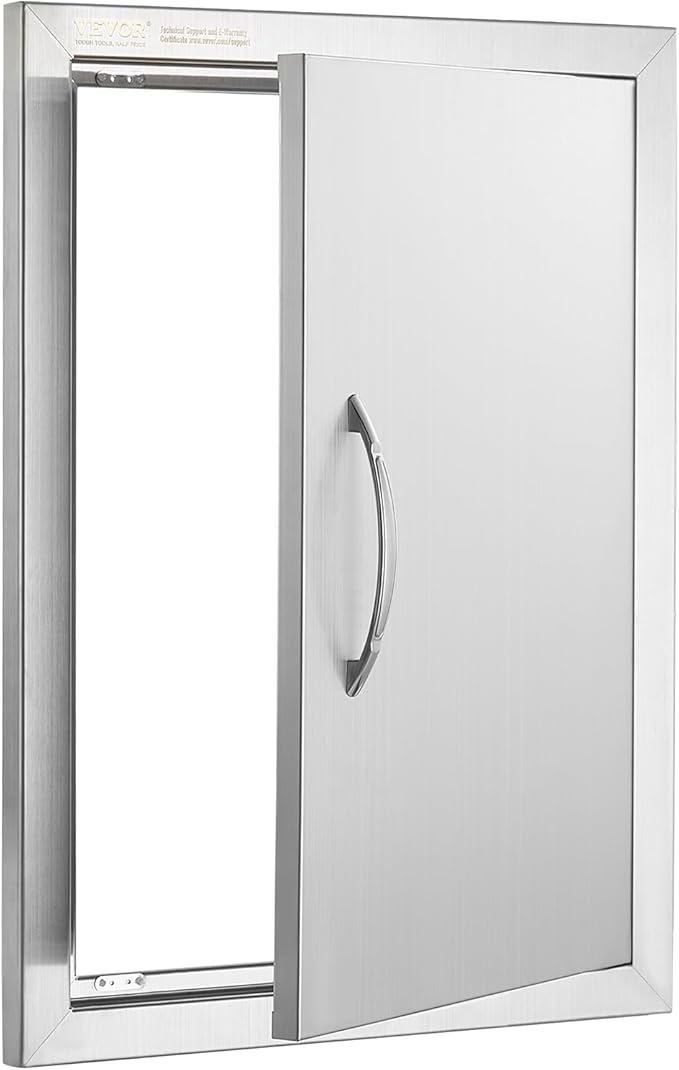 VEVOR Outdoor BBQ Access Door, 16W x 22H Inch, Stainless Steel Flush Mount, Vertical Door with Handle for Grilling Station