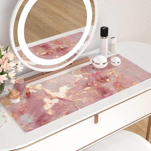 QiyI PU Leather Large Mouse Pad, Office Decor, 31.5" x 11.8", Rose Gold