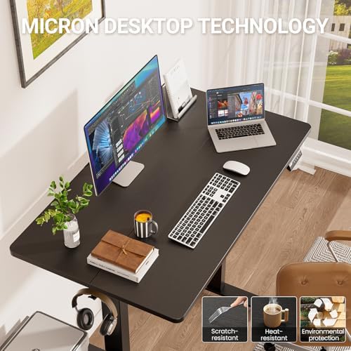 Veken 47.2 Inch Large Electric Standing Desk, Gaming Table, Black
