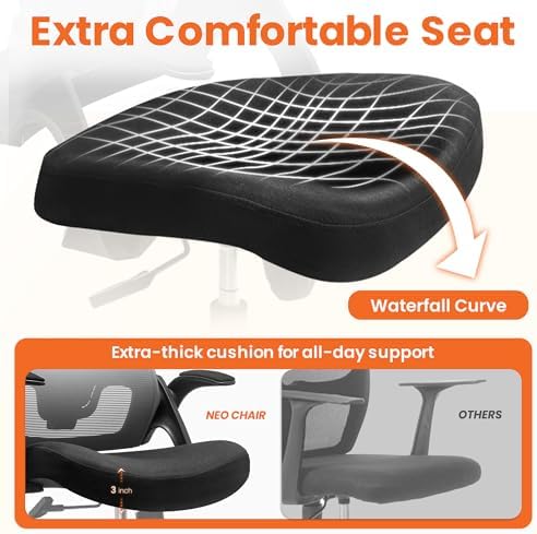 NEO CHAIR Office Desk Chair High Back Mesh Chair Adjustable Lumbar, Black