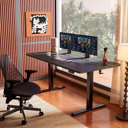 ErGear Height Adjustable Electric Standing Desk, 63 x 28 Inches Sit Stand up Desk, Memory Computer Home Office Desk, Grey