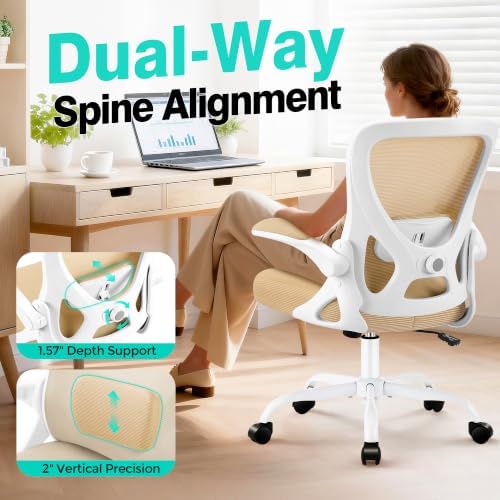 AreShark Office Chair - Ergonomic Breathable Mesh Desk Chair with Adjustable Lumbar Support and Flip-up Armrests - Executive High Back Rolling Swivel Comfortable Computer Gaming Chair for Home Office