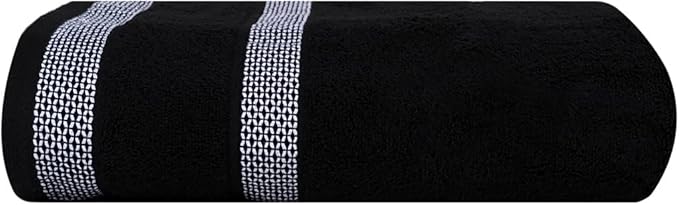 CASA COPENHAGEN, Solitaire 4 Pieces Bath Towel Set- Jet Black, 600 GSM, 27x55 Inches, Designed in Denmark Super Soft Egyptian Cotton Towels for Bathroom & Shower