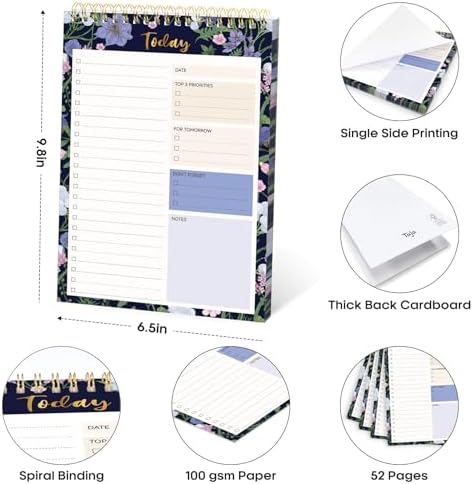 Taja To Do List Notepad, Undated Daily Planner for Work and Goal Setting
