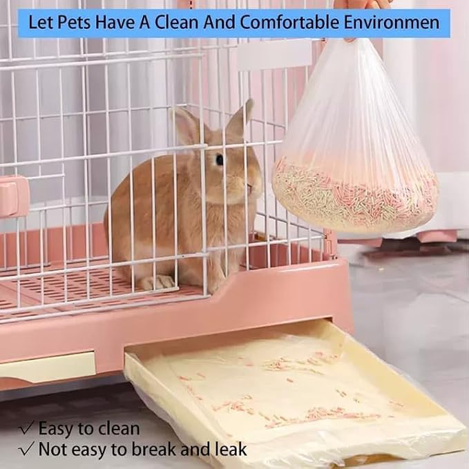 Tfwadmx 100PCS 27"x19" Disposable Rabbit Cage Liners,Guinea Pig Cage Liner | Clear Leak Proof Bunny litter box liners,Plastic Small Animal Universal Toilet Film Tray Covers for Hamster Ferret Bird Rat