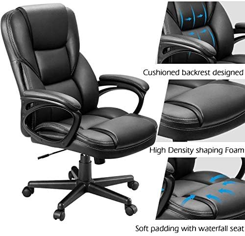 Furmax Office Executive Chair High Back Adjustable Managerial Home Desk Chair, Swivel Computer PU Leather Chair with Lumbar Support (2, Black)