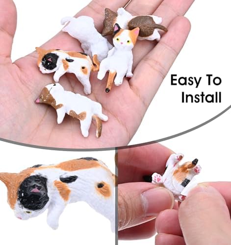 5 Pcs Mini Cat Desk Figurines, Cute Cat Dashboard Decorations Computer Monitor Decor, Resin Cats Shippers Ornaments for Car Interior Rearview Mirror & Desk Accessories, Funny Gifts for Cats Lovers