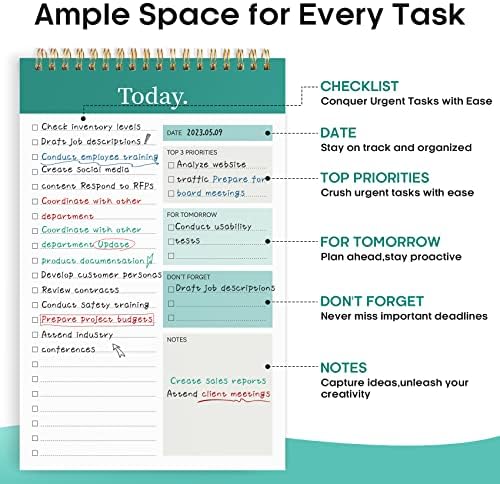 Taja To Do List Notepad, Undated Daily Planner for Work and Goal Setting