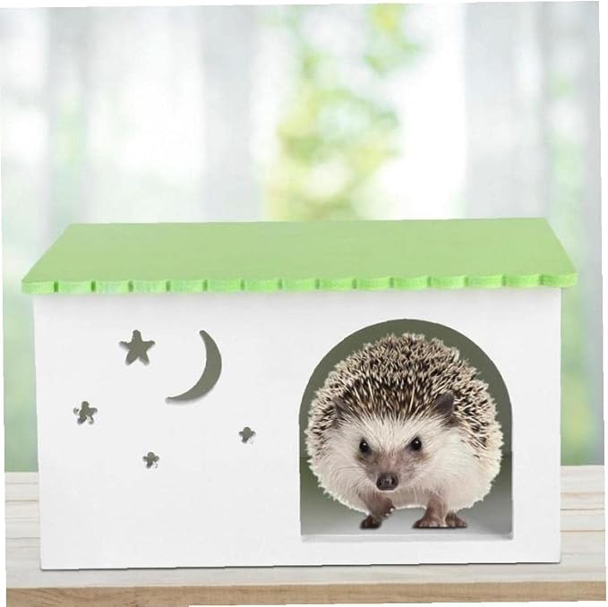 Hedgehog Box Wood Plastic Board Guinea Pigs Rabbits Nest House Ecological Simulation Pets Cage Green Cabin for Hedgehogs
