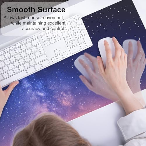QiyI PU Leather Large Mouse Pad, Office Decor, 31.5" x 11.8", Starry Sky