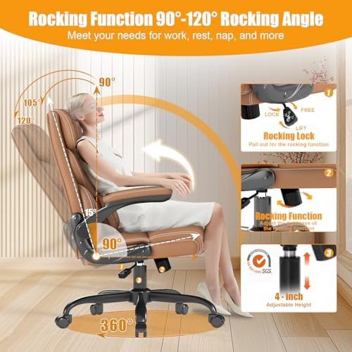 Executive Office Chair with Flip-up Armrests,Ergonomic Computer Desk Chairs