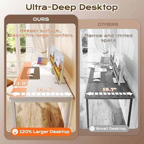 Huuger 48 x 24 inch Desk with Power Outlets & 0.95 Inch Thicker Desktop