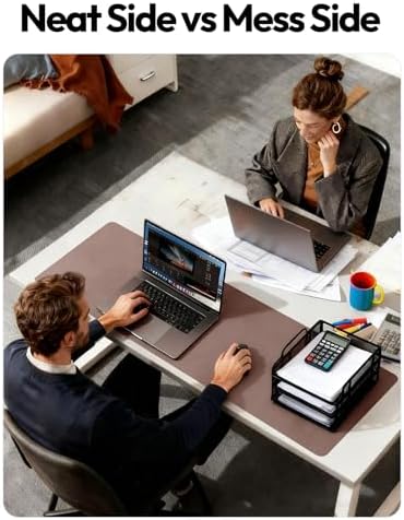 YSAGi Leather Desk Protector, Office Mat, Large Mouse Mat, Non-Slip PU Leather Blotter, Laptop Desk, Waterproof Writing Pad for Office and Home (Chocolate, 35.4" x 17")