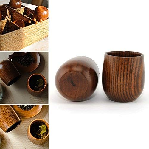 JKLcom Wooden Tea Cups Top Grade Natural Solid Wood Tea Cup 4 Pack,Wooden Teacups Coffee Mug Wine Mug for drinking Tea Coffee Wine Beer Hot Drinks,100-200 ML