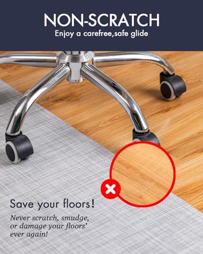 Baroyal Office Chair Mat for Hardwood Floor Under Desk Computer Rolling Chair Mat for Wood/Tile Floor Non-Slip Heavy Duty Desk Rug PVC Plastic Hard Floor Protector 45"x 53" (Mist)