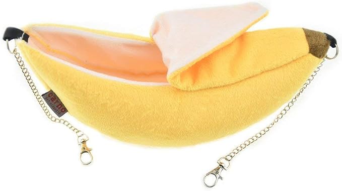ISMARTEN Banana Bed House, Hammock for Small Animal, Warm Bed House, Cage Nest for Sugar Glider Hamster Small Bird Pet (Banana)