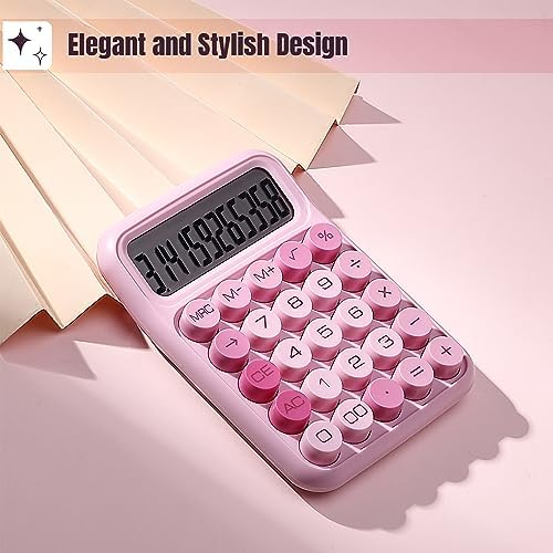 Mr. Pen- Mechanical Switch Calculator, 12 Digit Large LCD Display, Pink