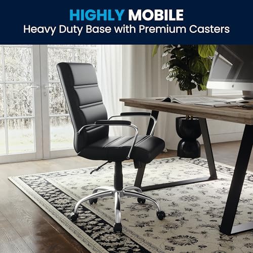 Flash Furniture Mid-Back Black LeatherSoft Executive Swivel Office Chair with Chrome Base and Arms