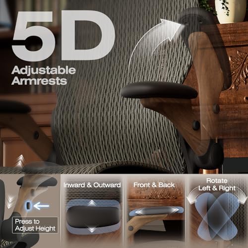 ELABEST X100 Ergonomic Mesh Office Chair with Footrest, Big and Tall Home Desk Chair with 5D Flip-Up Arms, Adjustable 3D Lumbar Support, Gaming & Executive Computer Chair (Coffee Break)