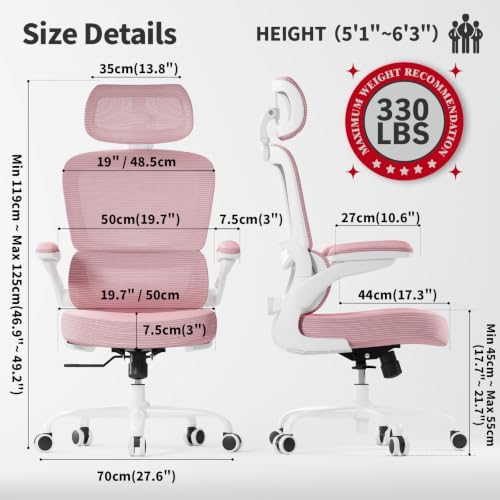 TRALT Ergonomic Office Chair Desk Chair with Adjustable Lumbar Support