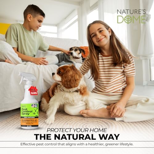 Nature’s Dome Pest Control Spray 32 Oz | Natural Ant Killer & Bug Spray for Indoor & Outdoor Use | Bug Spray for Flea, Ticks, Ant & Mosquitos