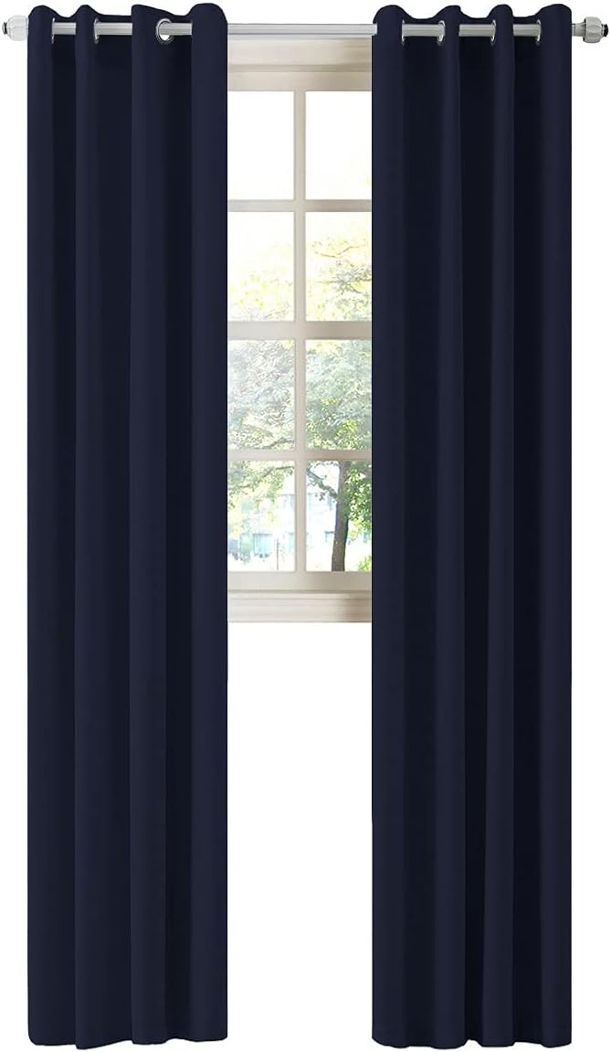 LA PALMA Thermal Insulated Blackout Darkening Grommet Living Room Curtains Window Drapes for Bedroom Pack of 2 Panels