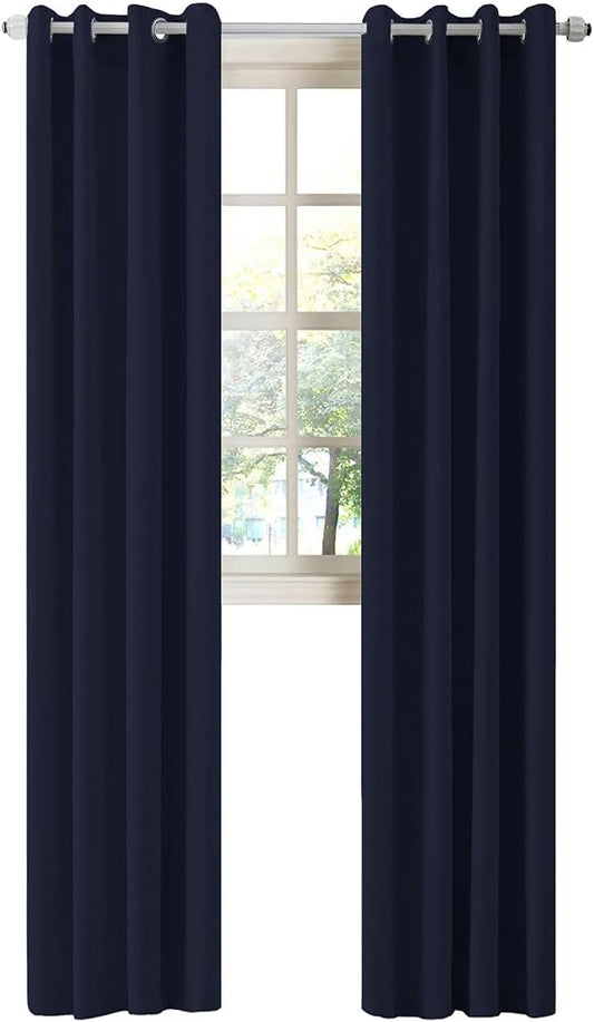 LA PALMA Thermal Insulated Blackout Darkening Grommet Living Room Curtains Window Drapes for Bedroom Pack of 2 Panels