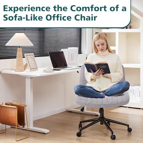 OLIXIS Criss Cross Chair with Wheels, Vanity Chair, Home Office Desk