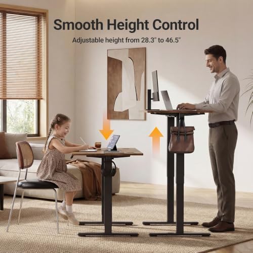 Claiks Electric Height Adjustable Standing Desk, 48x24 Inch, Vintage Brown
