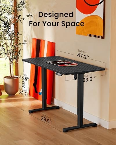 ErGear Height Adjustable Electric Standing Desk, 48 x 24 Inches Sit Stand up Desk, Memory Computer Home Office Desk, Carbon Fiber Black