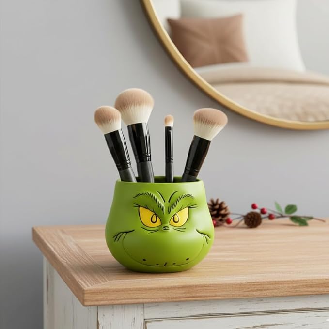 Dr. Seuss The Grinch Holiday Christmas Toothbrush Holder - Makeup Brushes/Pens Tumbler, (Officially Licensed Product) by Franco