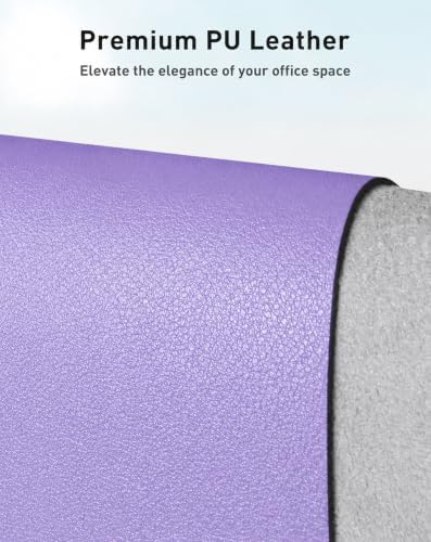 Aothia Faux Leather Desk Mat Mouse Pad, 42" x 17", Light Purple