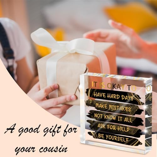"It's Okay..." Motivational Decor, Black and Gold 4 Inch Acrylic Tabletop Sign, Inspirational Desk Accessories for Workplace Wellness, Motivational Quote for Therapy Office and Home Desk